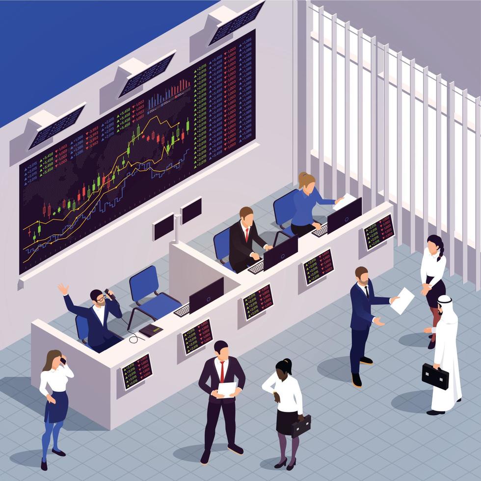 composición isométrica de intercambio financiero vector