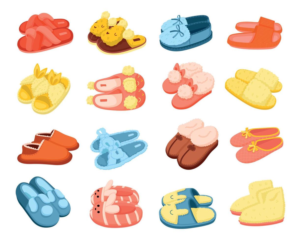 House Slippers Cartoon Set vector