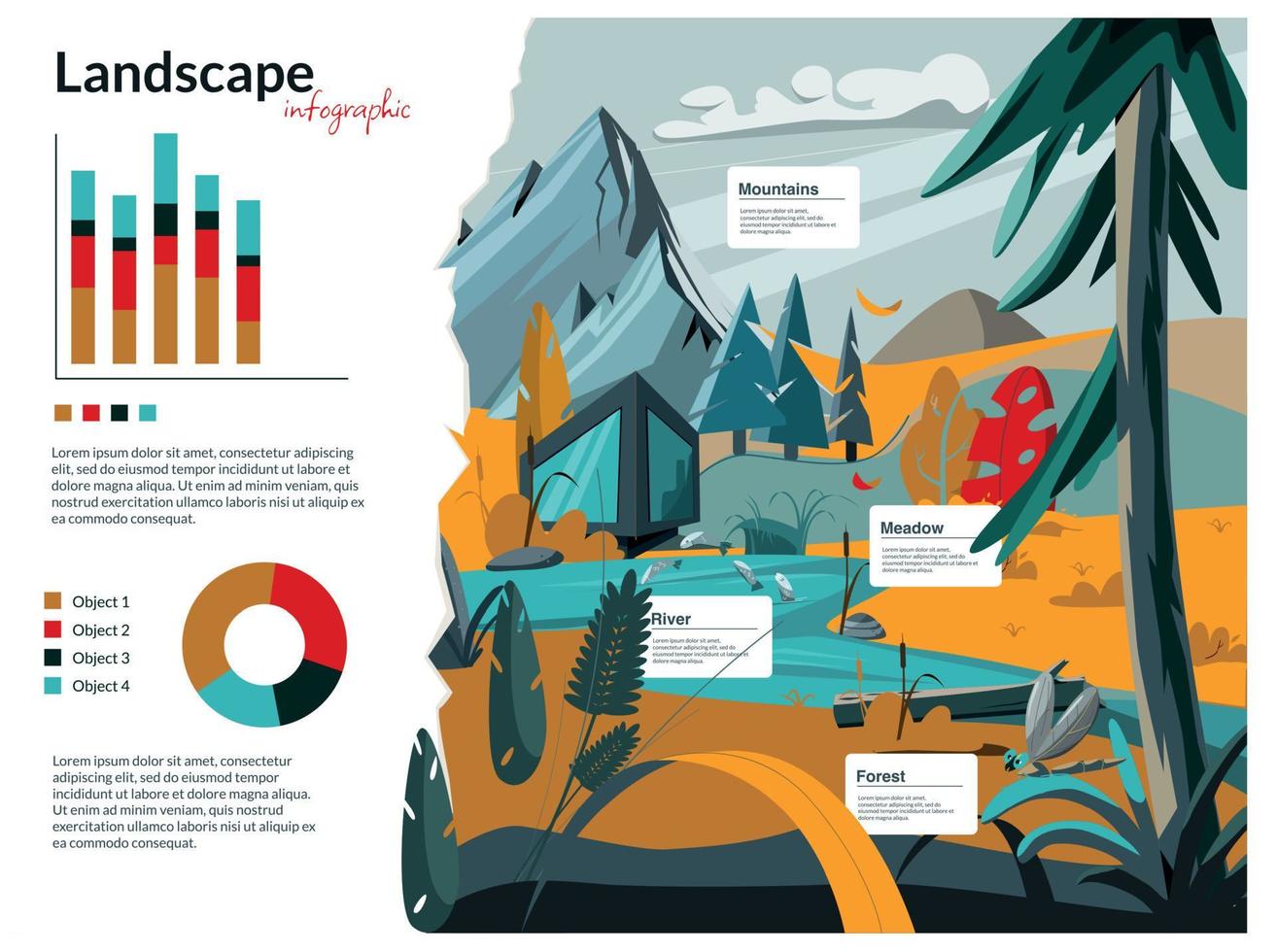 infografías planas de naturaleza de paisaje vector