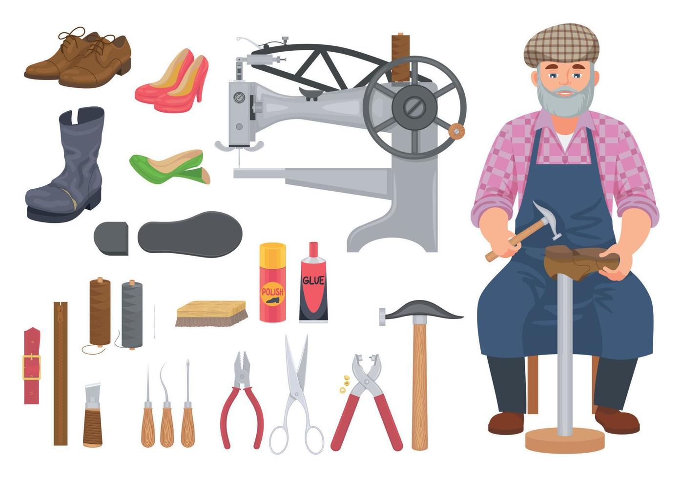 Shoes Repairing Service Icons vector