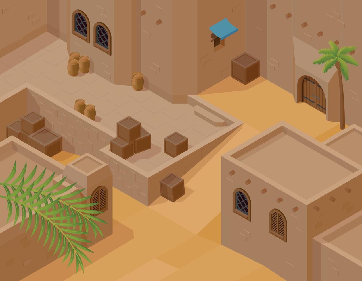 Desert Landscape Isometric Background vector