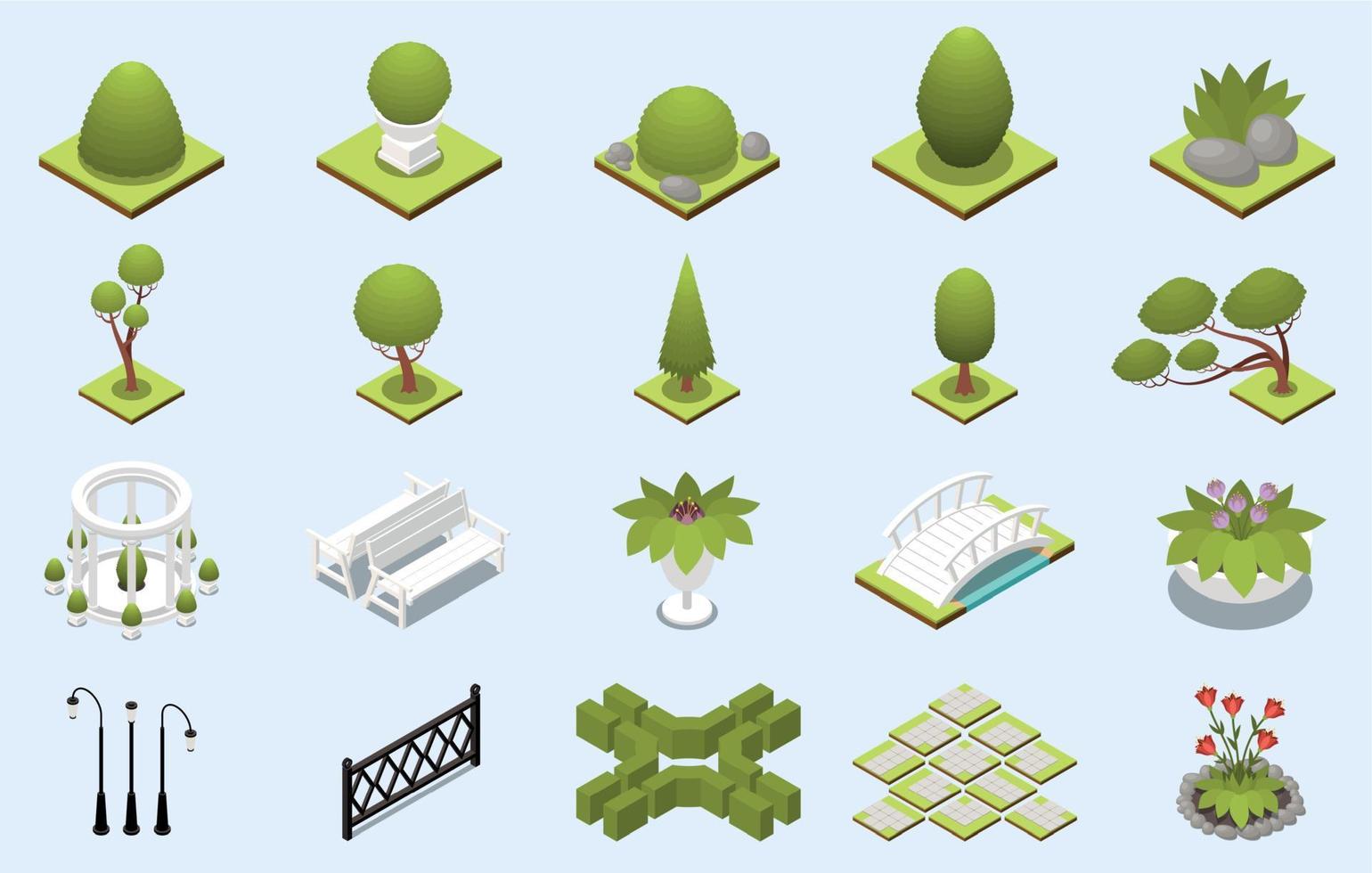 Park Landscape Elements Set vector