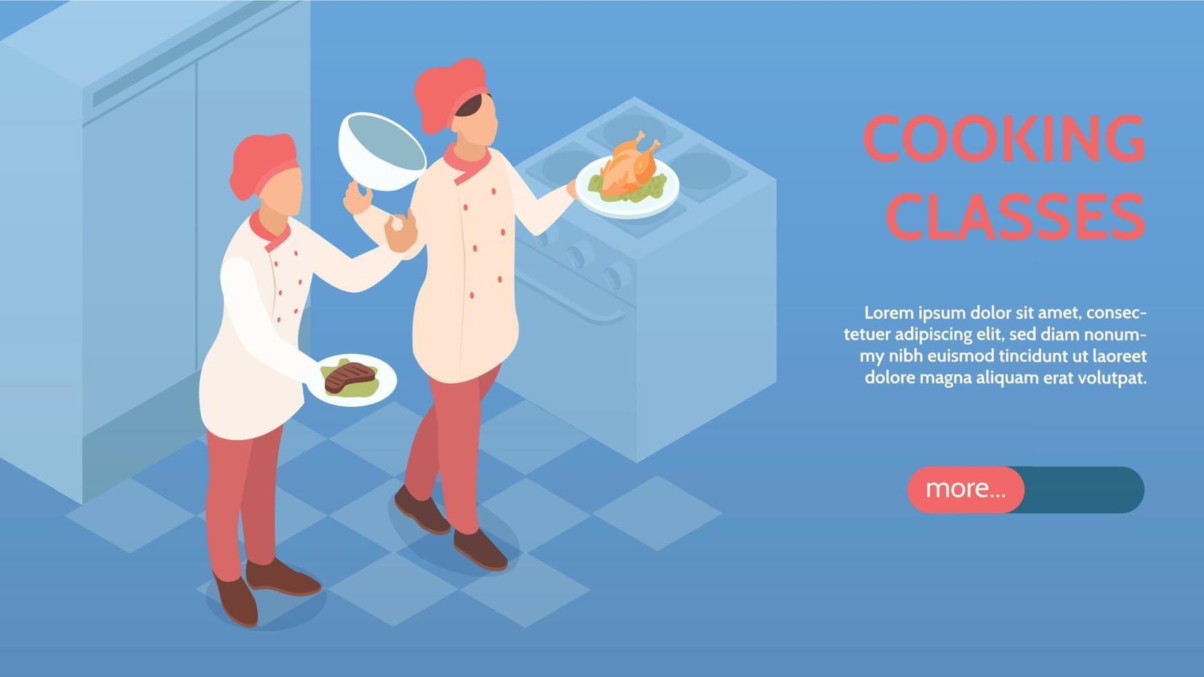 Cooking Isometric Horizontal Baner vector