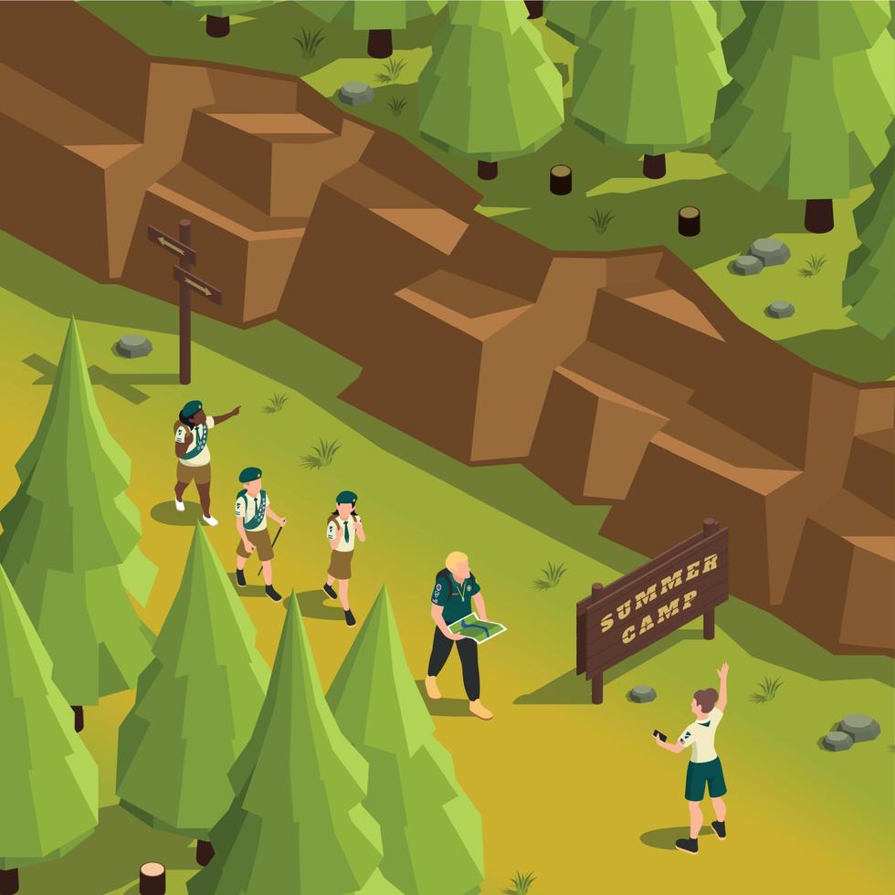 Isometric Summer Camp Illustration vector