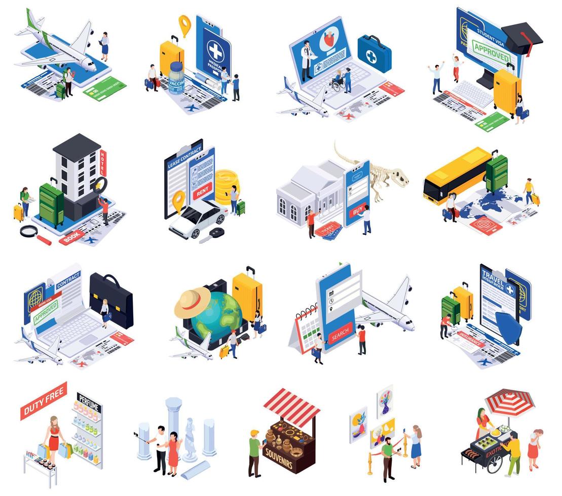 International Tourism Isometric Set vector