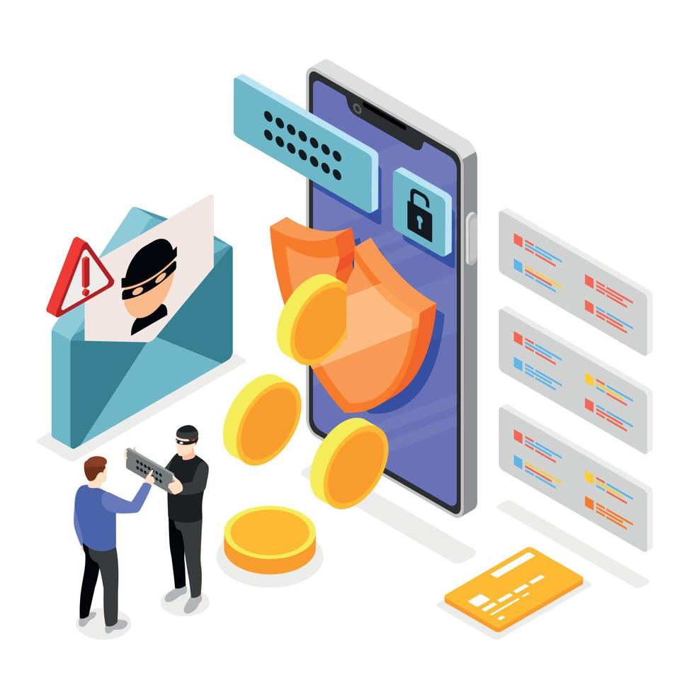 Phishing Isometric Background vector
