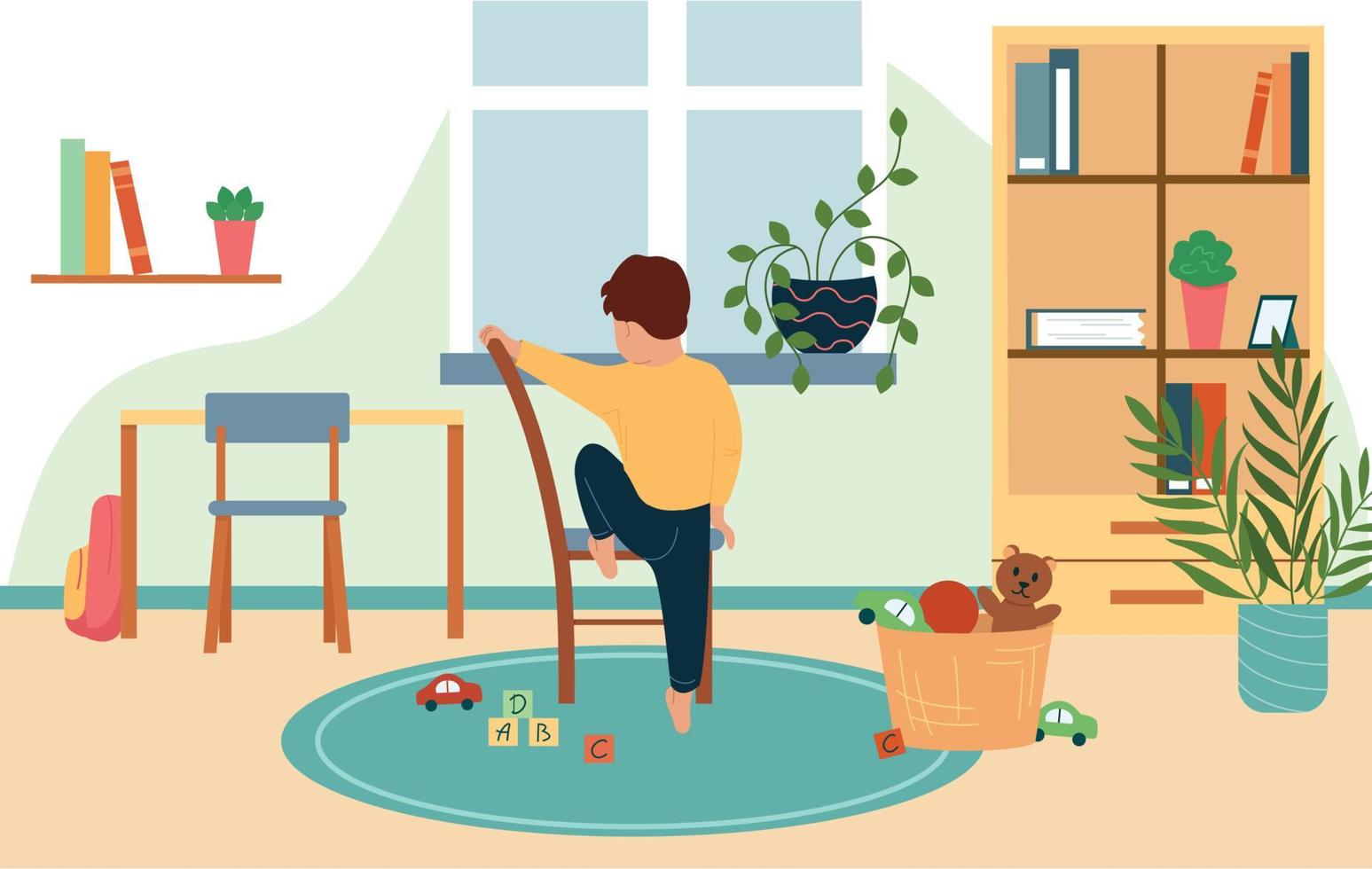 Alone Home Flat Background vector
