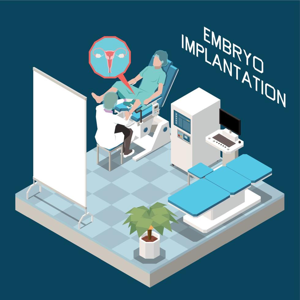 fondo isométrico de implantación de embriones vector