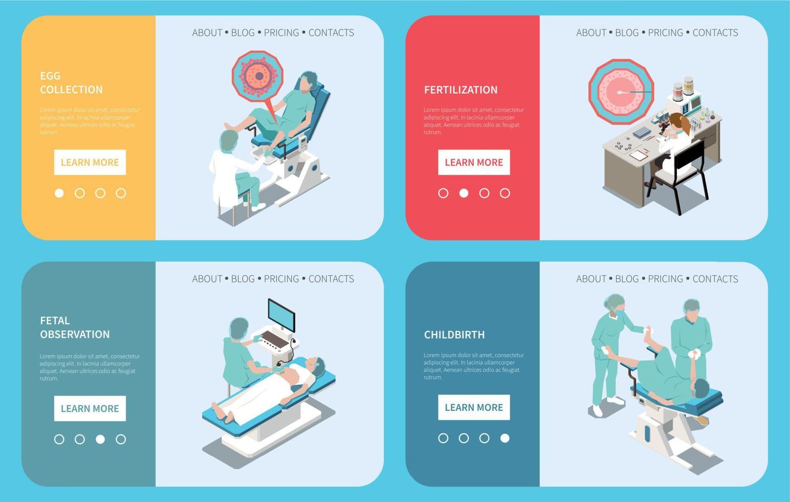 In Vitro Fertilization Isometric Landing Pages vector