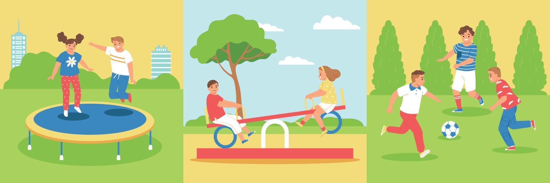 Children Playground Design Concept Set vector