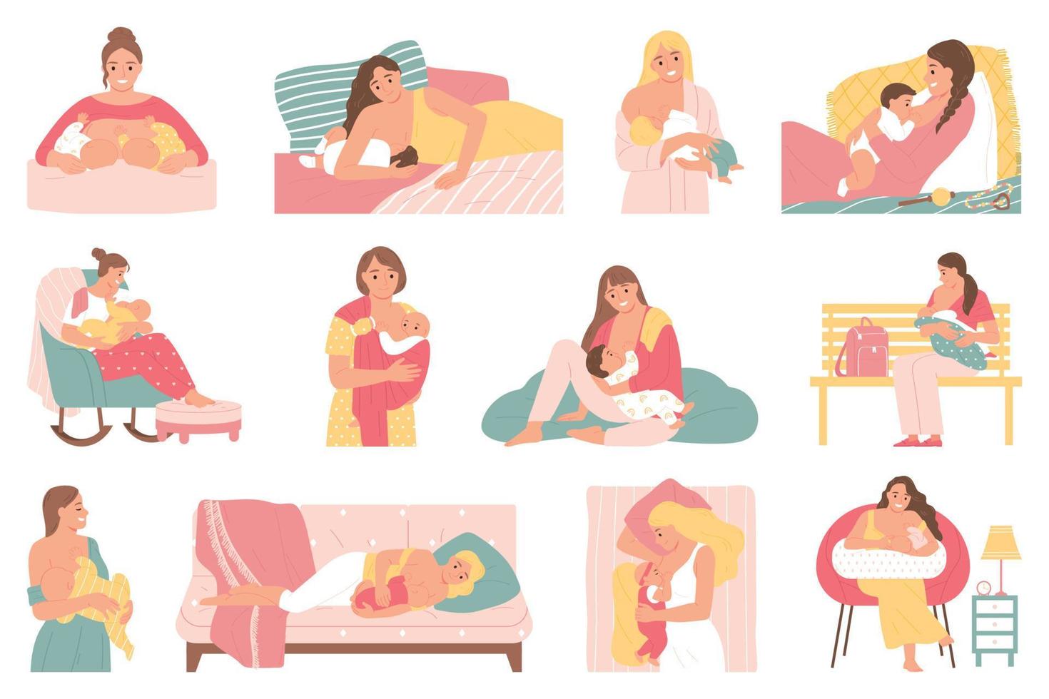 Breastfeeding Icon Set vector