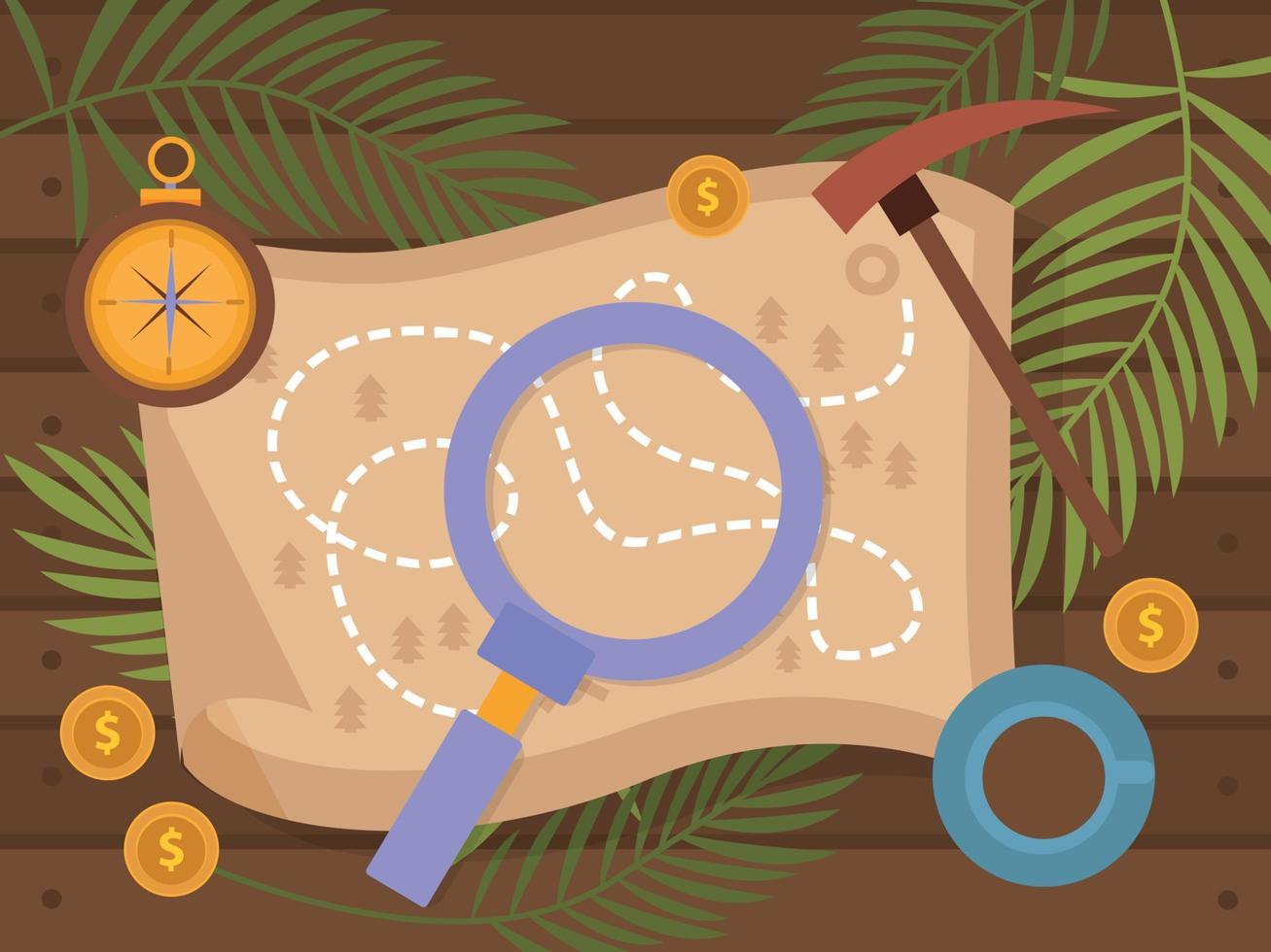 Treasure Hunt Composition vector