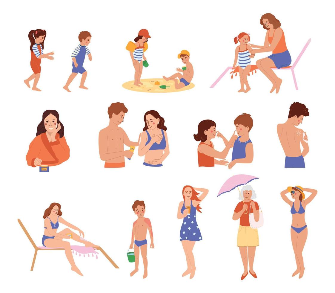 Sun Protection Flat Collection vector