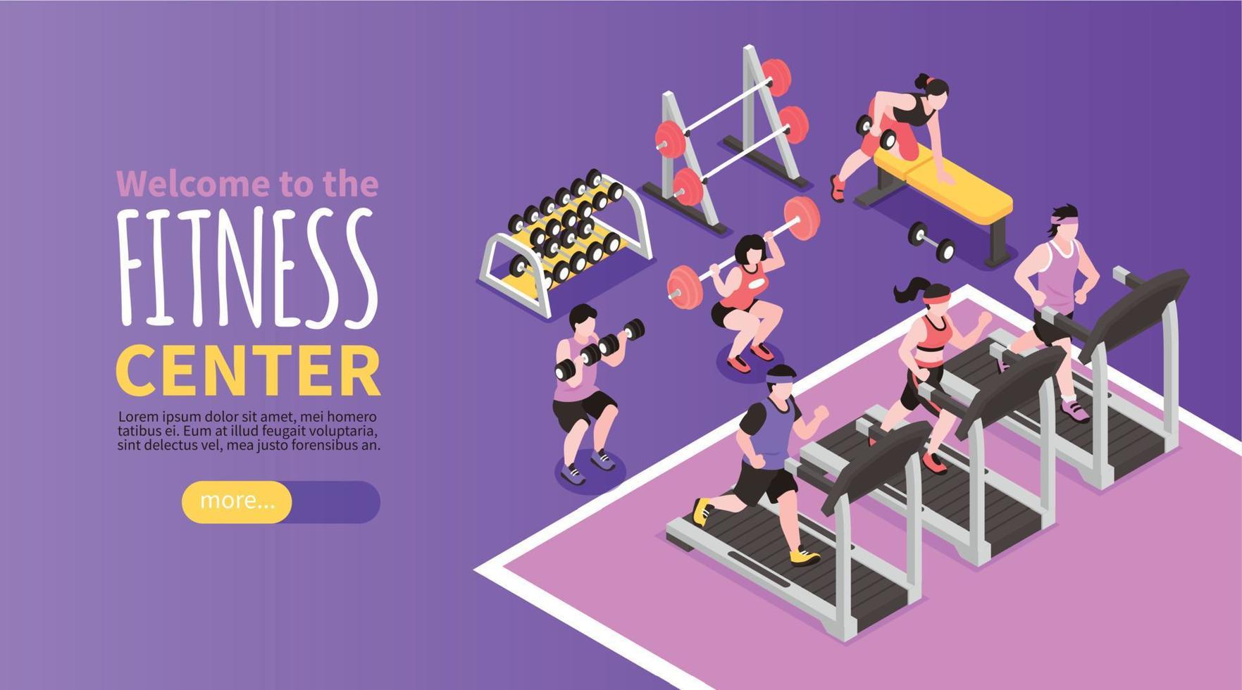 Isometric Gym Banner vector