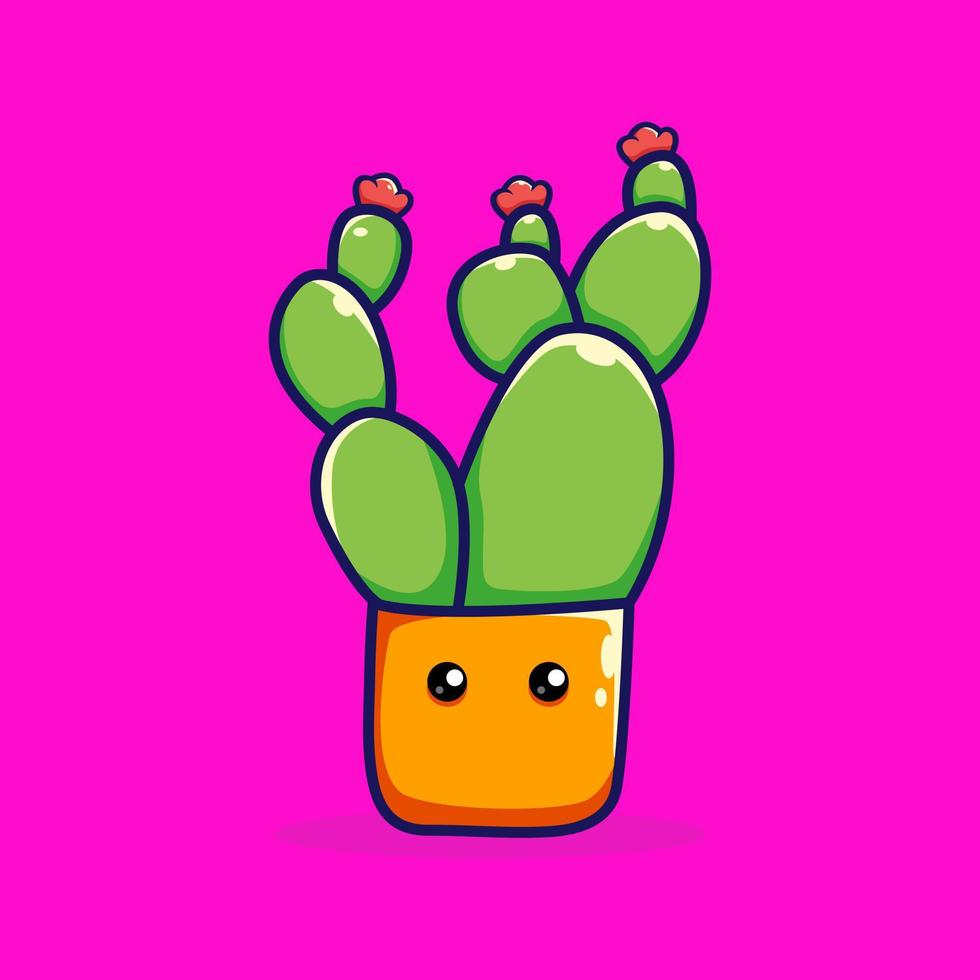 Cute cactus cartoon vector icon illustration. plant nature icon concept. isolated premium vector.