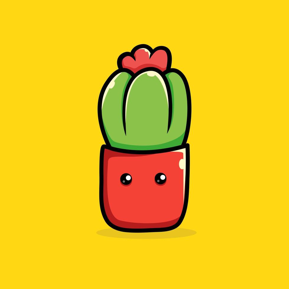 Cute cactus cartoon vector icon illustration. plant nature icon concept. isolated premium vector.