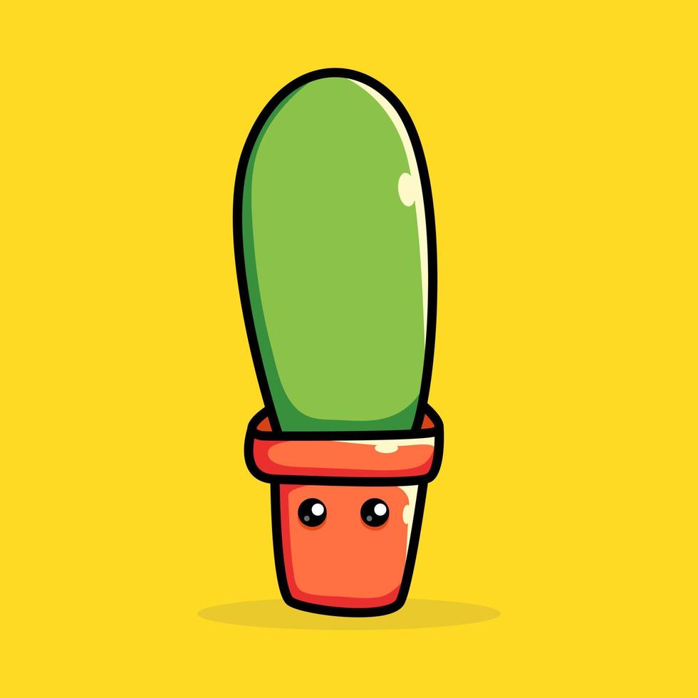 Ilustración de icono de vector de dibujos animados lindo cactus. concepto de icono de naturaleza vegetal. vector premium aislado.