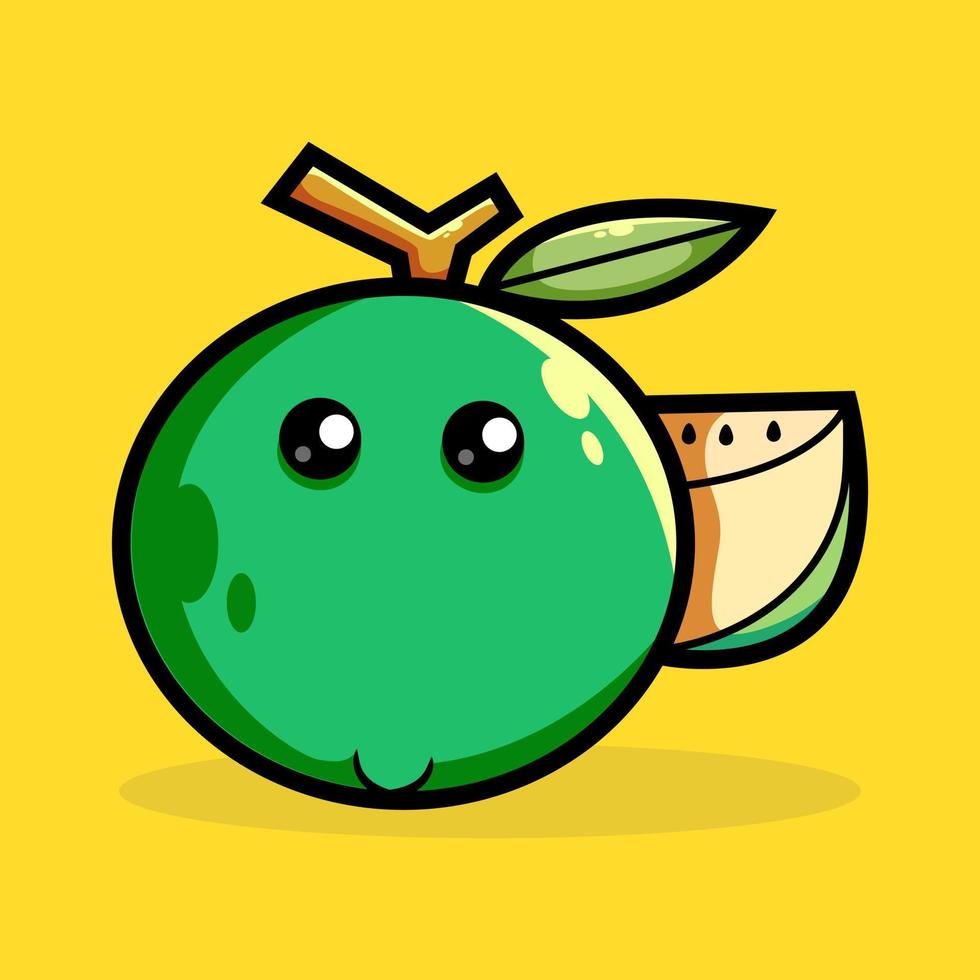 Cute guava fruit cartoon vector icon illustration. fruit nature icon concept. isolated premium