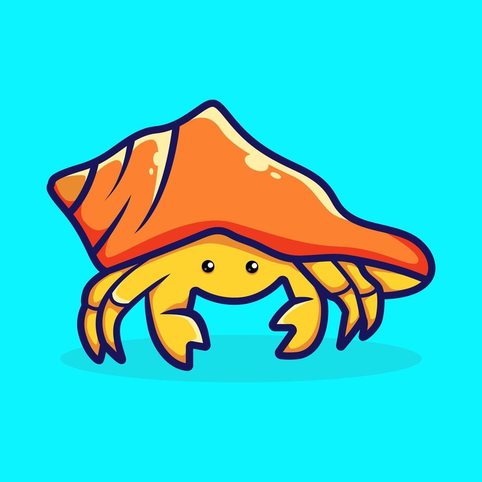 Cute hermit crab fruit cartoon vector icon illustration. animal nature icon concept. isolated premium