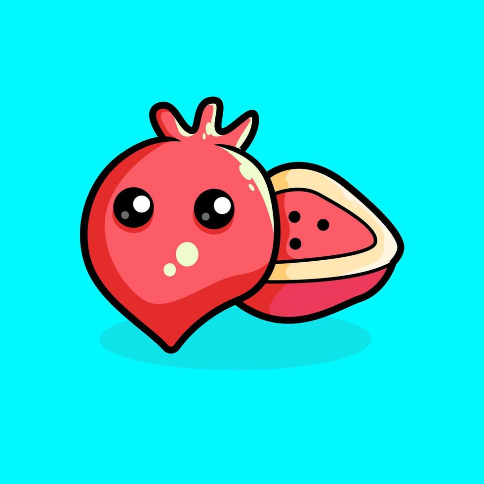 Cute pomegranate cartoon vector icon illustration. animal nature icon concept. isolated premium