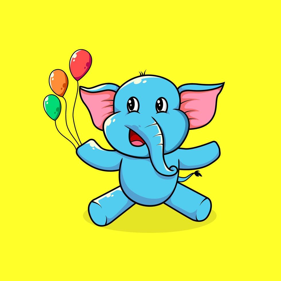 cute elephant playing ballon vector