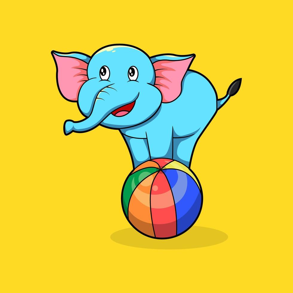 a cute elephant playing on a big colorful ball vector
