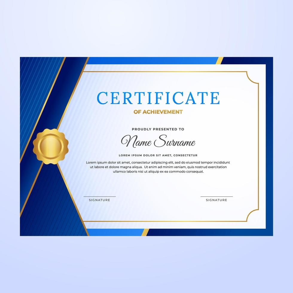 plantilla de certificado azul profesional vector