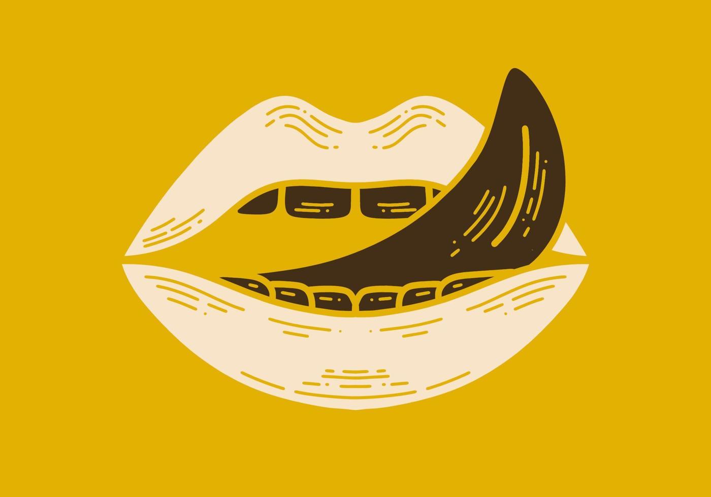 Vintage art illustration of a mouth with tongue out vector