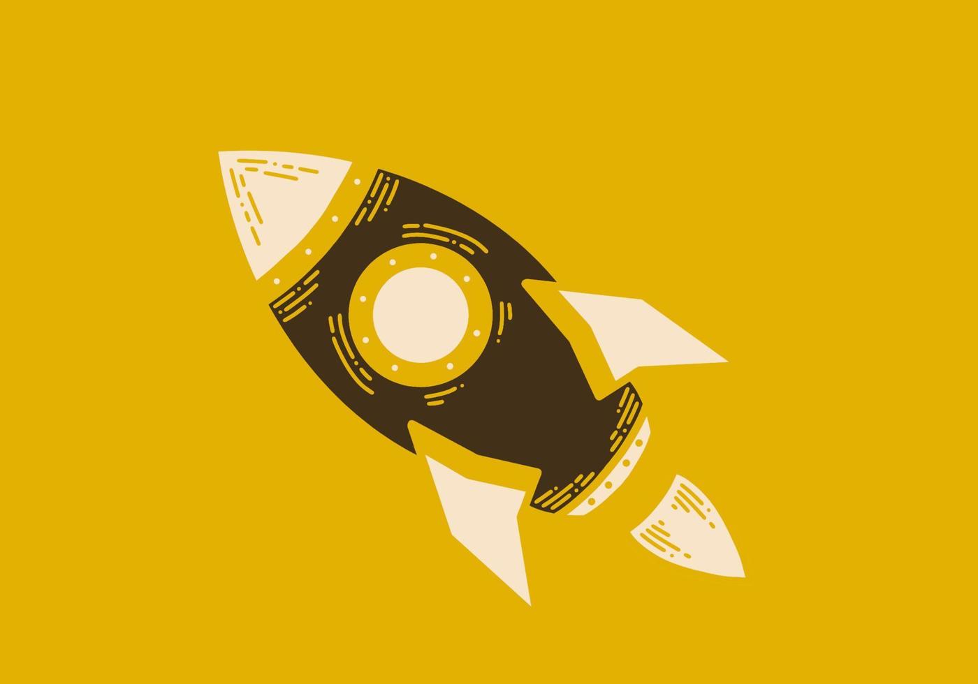 Vintage art illustration of a flying space rocket vector