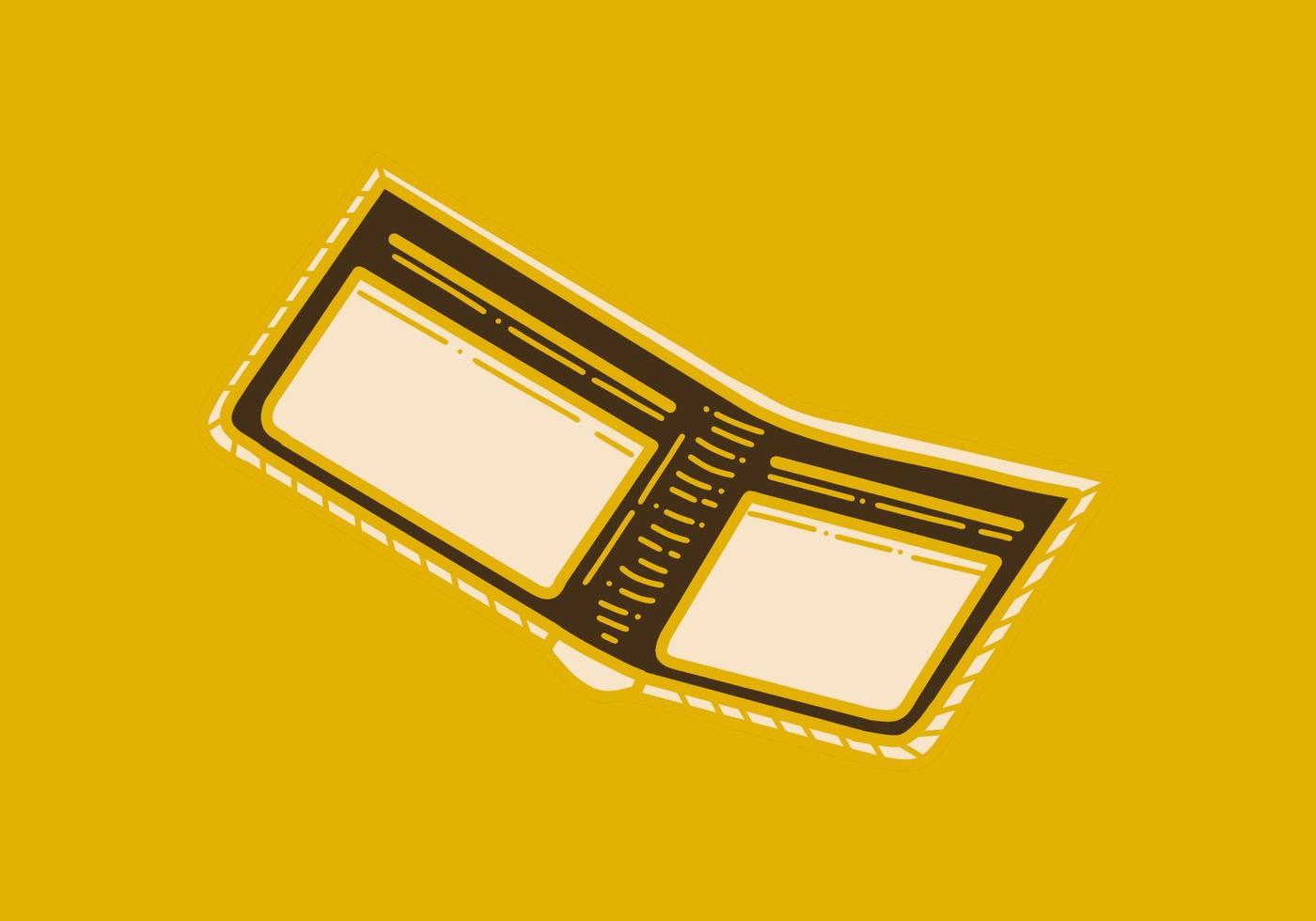 Vintage art illustration of a open wallet vector