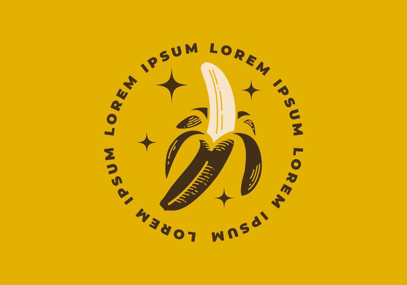 ilustración de arte vintage de un plátano pelado vector