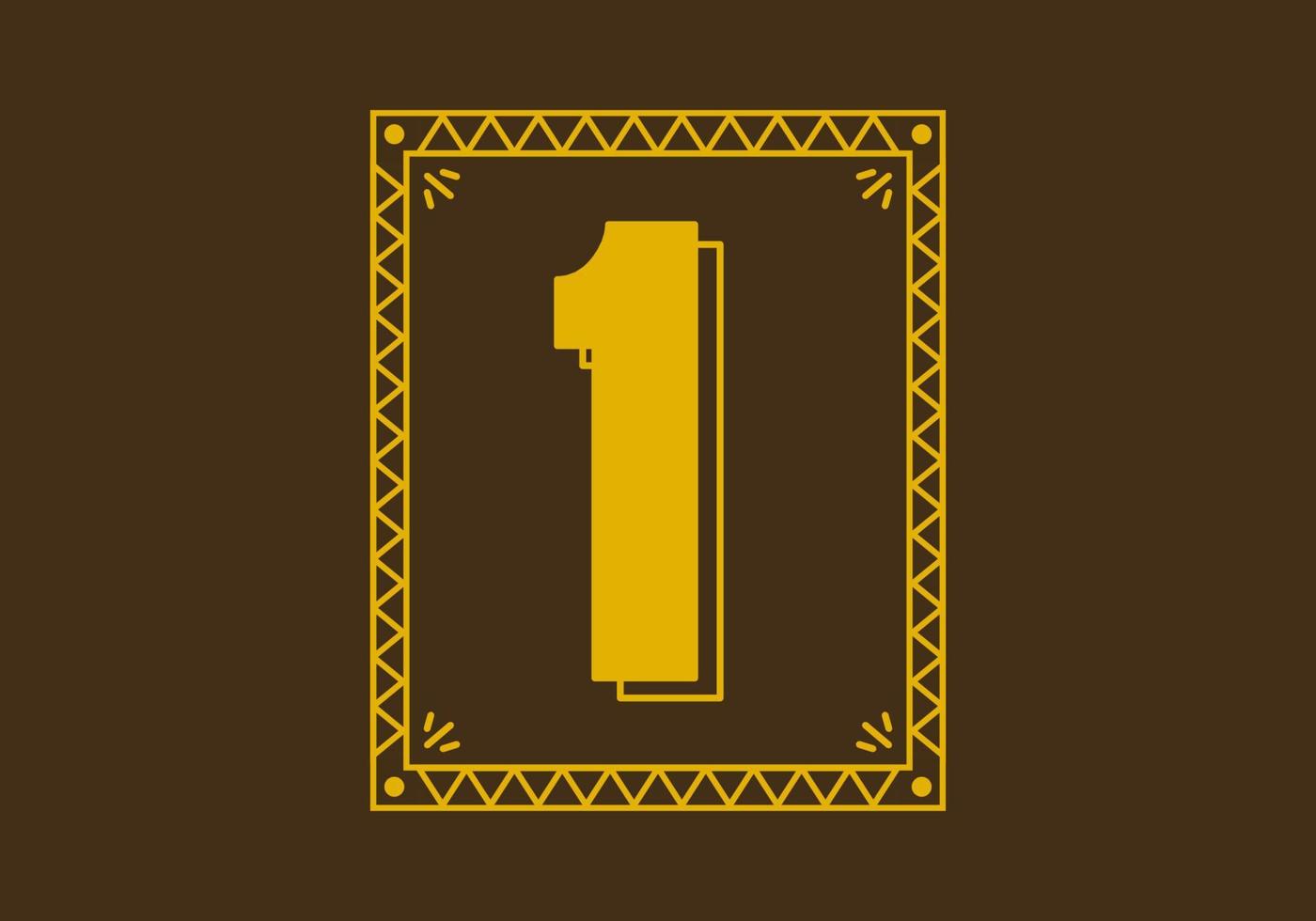 Number 1 in retro rectangle frame vector
