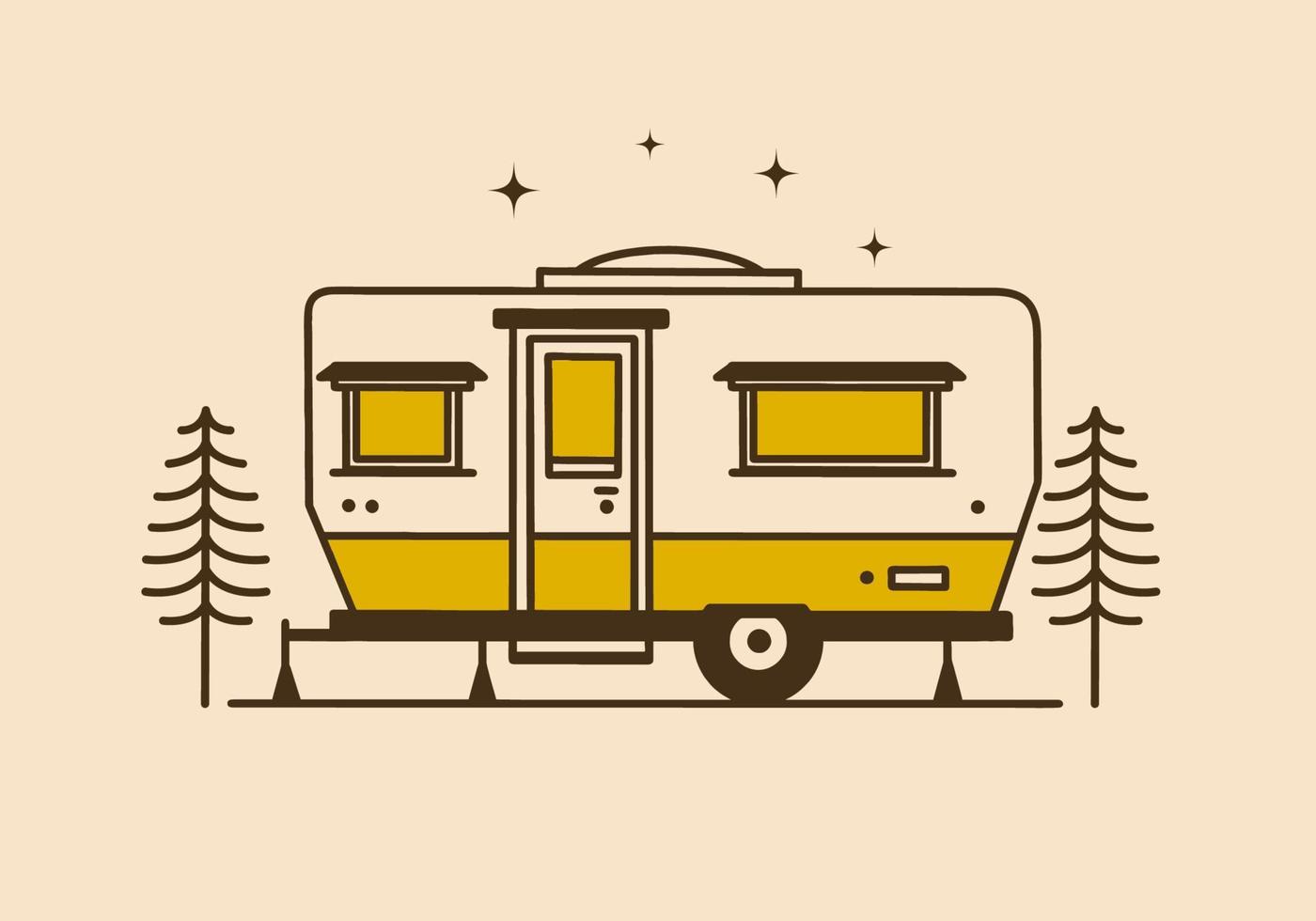 Vintage style illustration of a van box camper vector