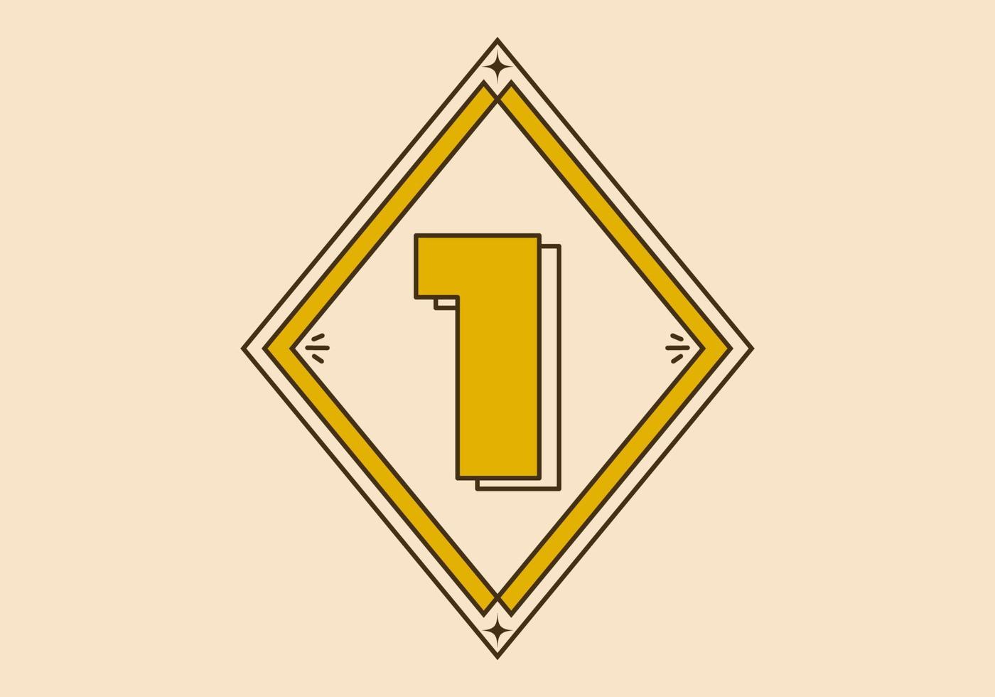 Number 1 in retro frame design vector