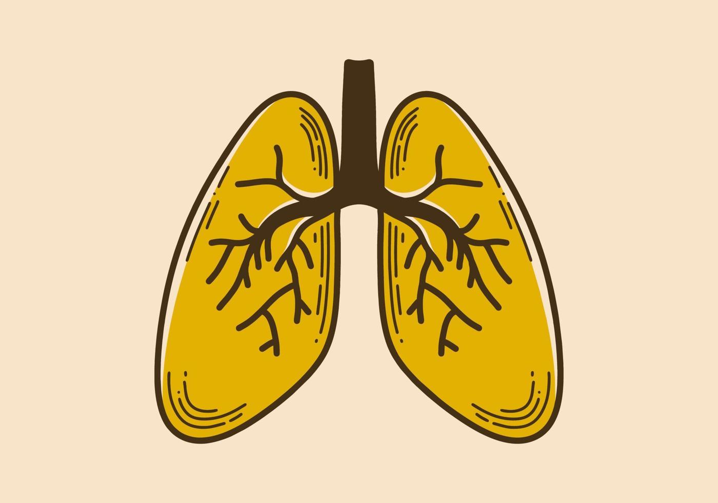 ilustración de estilo vintage de pulmones humanos vector