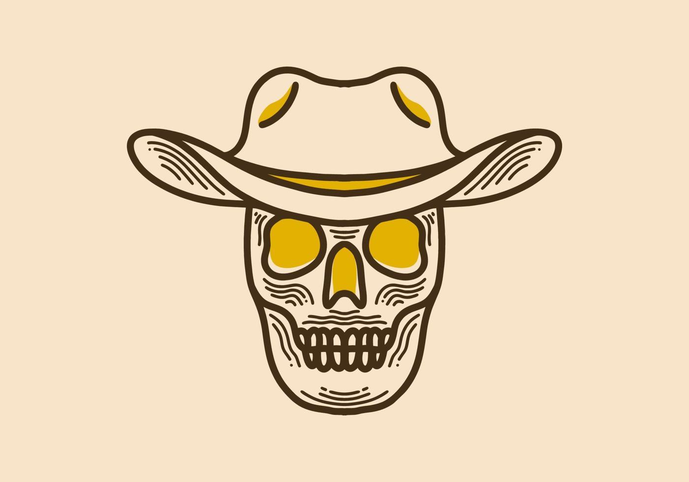 Vintage style illustration of a skull wearing a cowboy hat vector