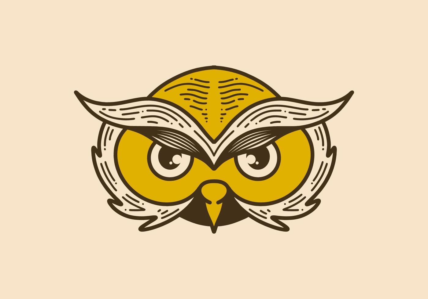 Vintage style illustration of a owl head with bulging eyes vector