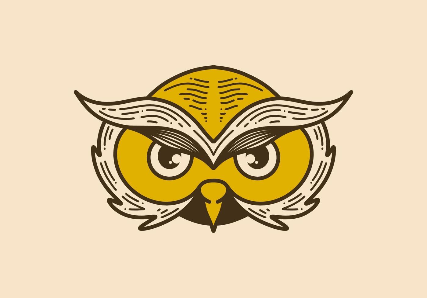 Vintage style illustration of a owl head with bulging eyes vector