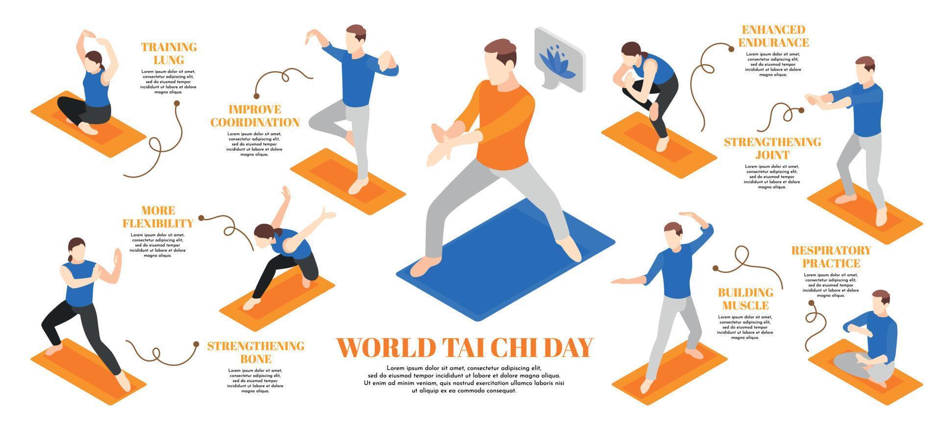 Tai Chi and Qigong Isometric Set vector