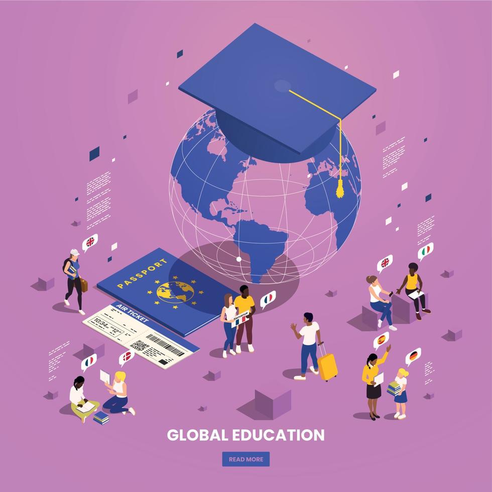 Global Education Isometric Composition vector