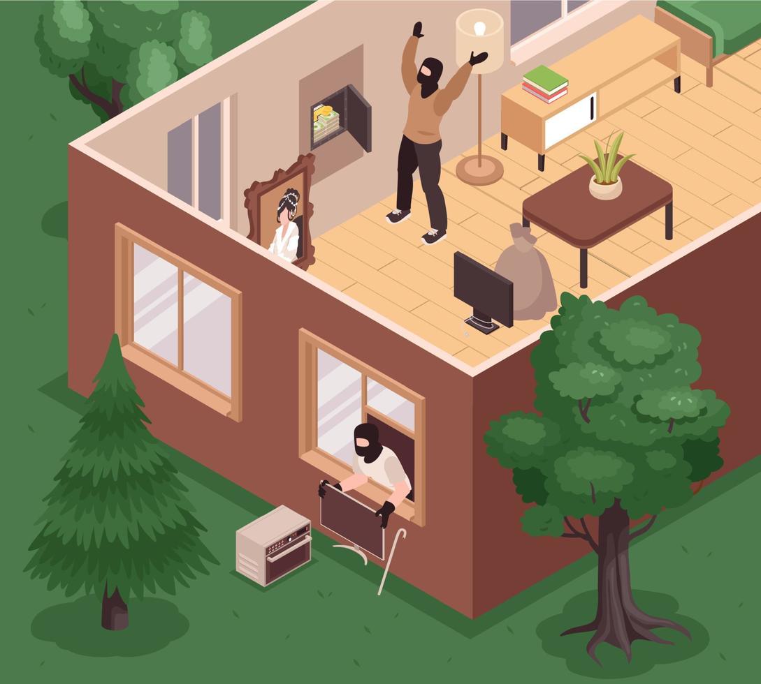 Robbery Isometric Scene vector