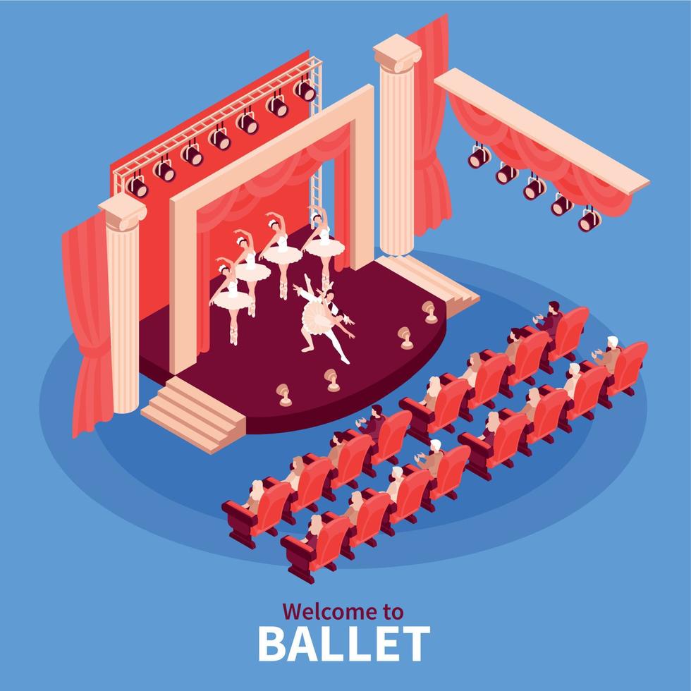 teatro de ballet isometrico vector