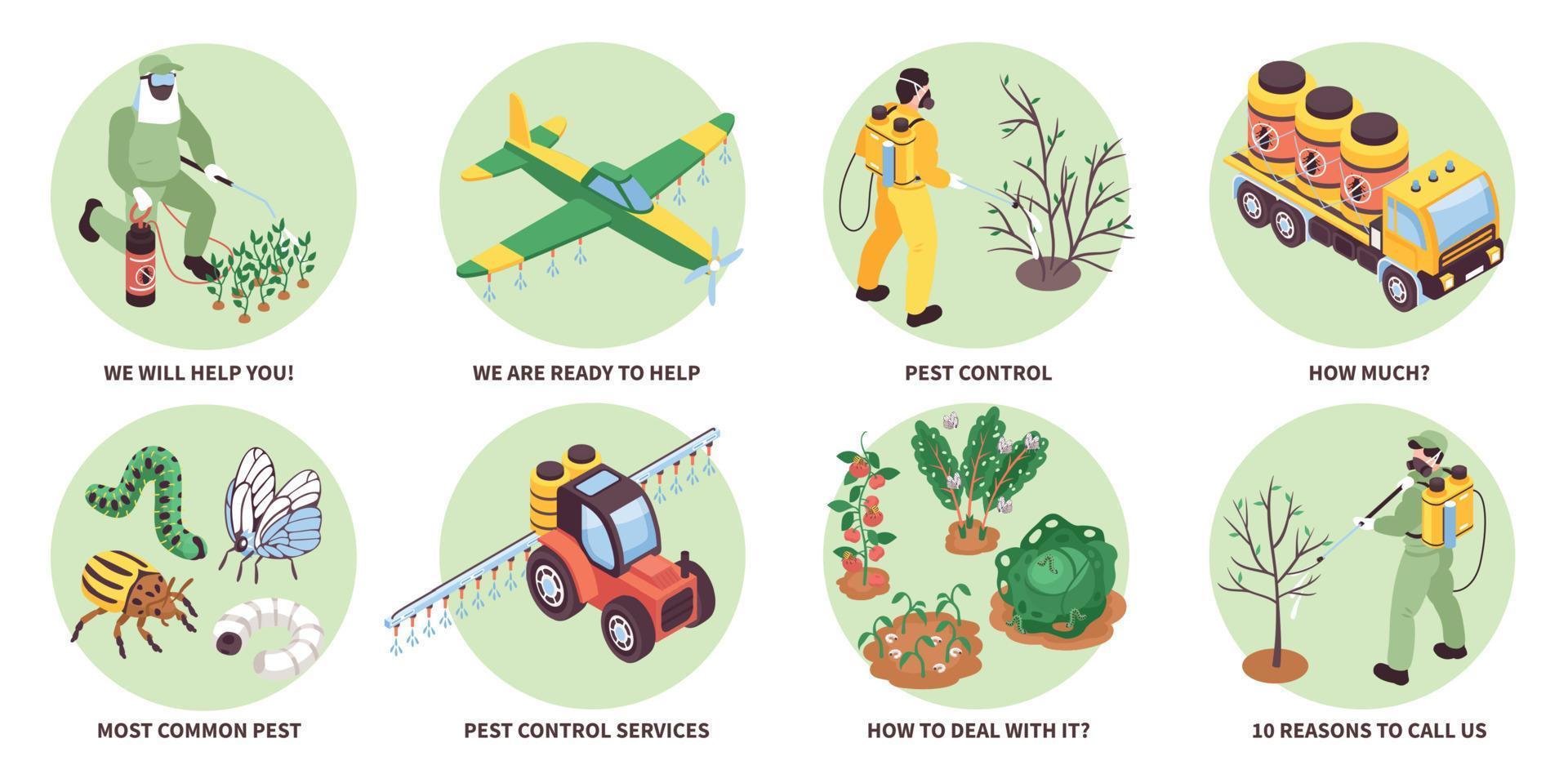 Isometric Agriculture Pest Control Set vector