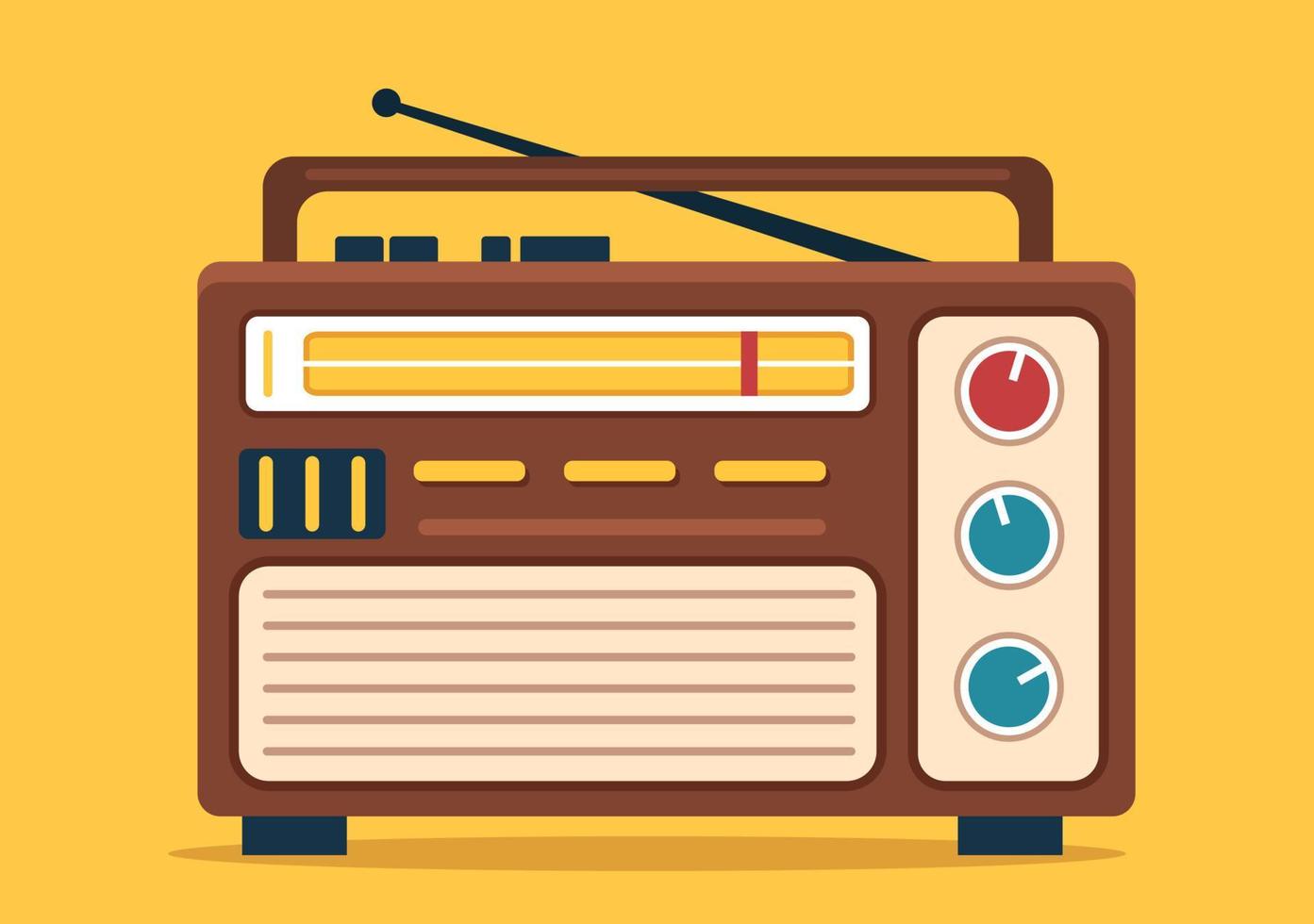 reproductor de radio para grabar, programa de entrevistas, entrevistas a celebridades y escuchar música en una plantilla dibujada a mano ilustración de estilo plano de dibujos animados vector