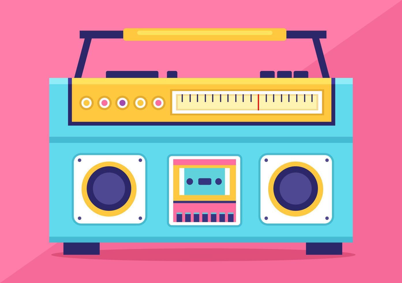 Radio Player for Record, Talk Show, Interviews Celebrity and Listening to Music in Template Hand Drawn Cartoon Flat Style Illustration vector