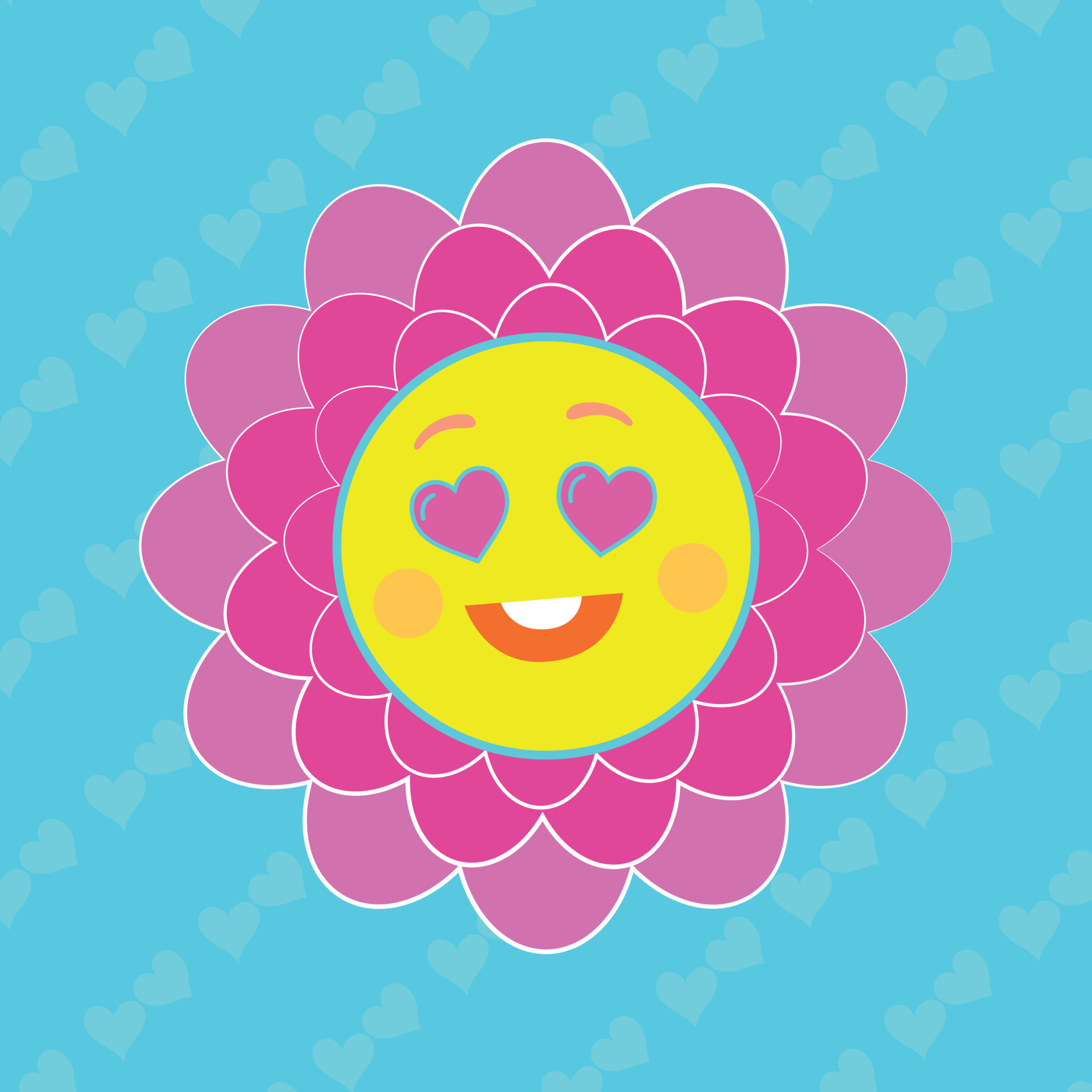 Daisy flower Smile face. Good vibes and positive emotion. Retro style