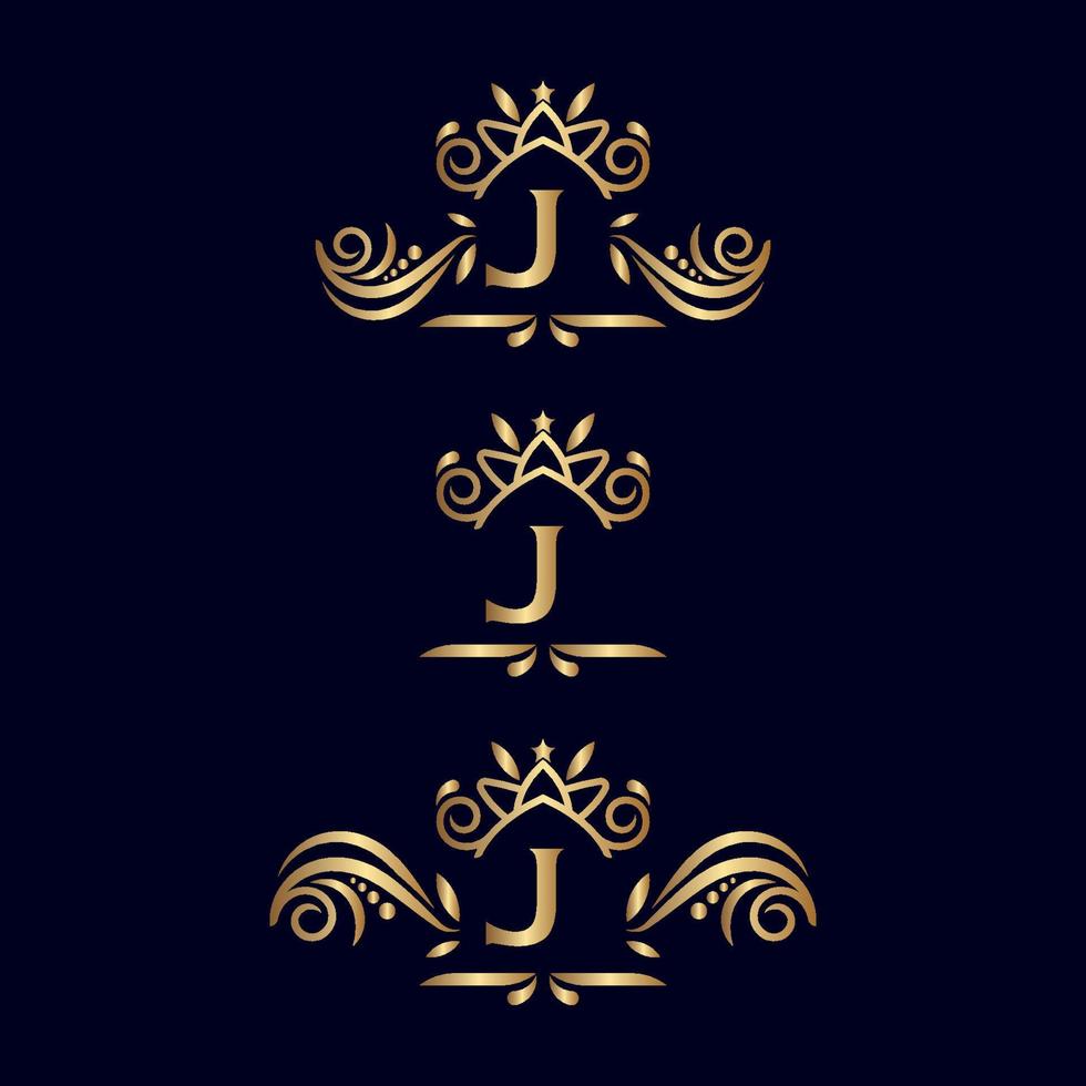 logotipo adornado de lujo real letra j vector