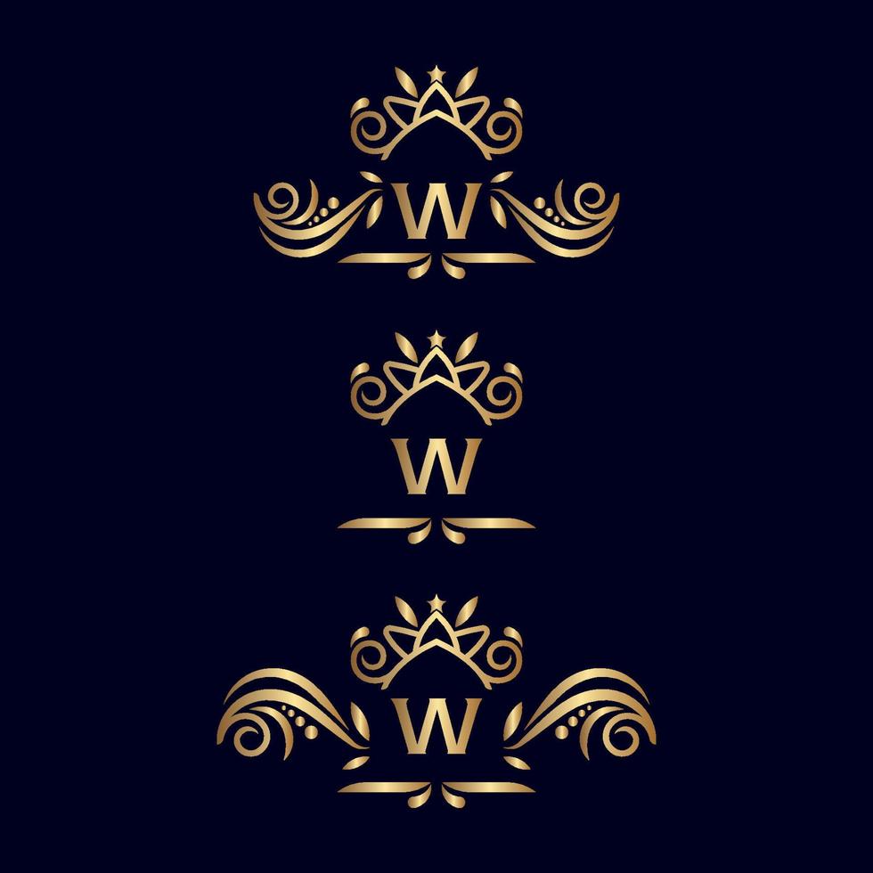 logotipo adornado de lujo real letra w vector
