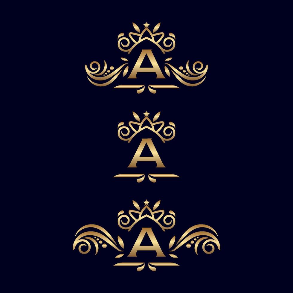 logotipo adornado de lujo real letra a vector