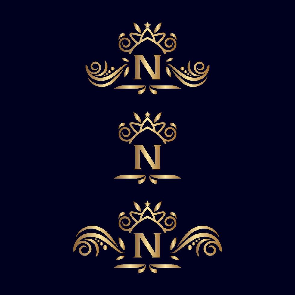 ROYAL LUXURY ORNATE LOGO LETTER N vector